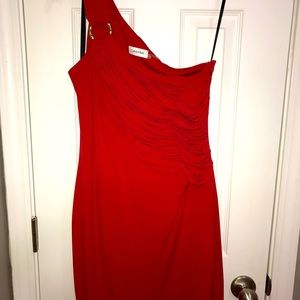 Calvin Klein Red One Shoulder Dress || Size 4